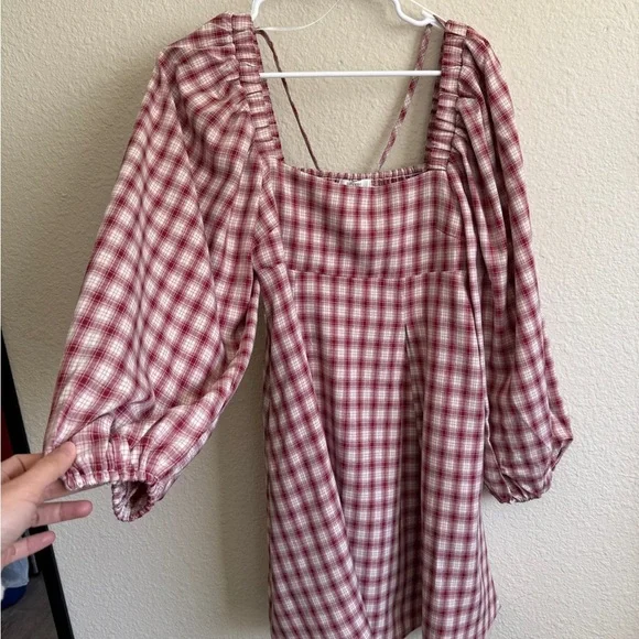 REVEROF Plaid Babydoll Dress With Smocking Back Detail,NWT - Picture 5 of 11